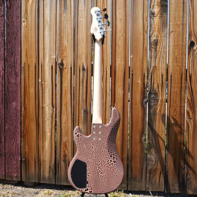 G&L USA Custom Shop LB-100 Sunset Coral Andromeda Crackle 4-String Electric Bass Guitar w/ Black Tolex Case (2025) image 3