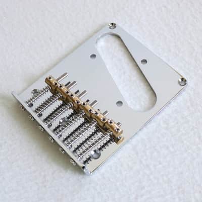 Chrome Modern Size Tele Telecaster Bridge with Vintage Style ind Brass saddles image 1