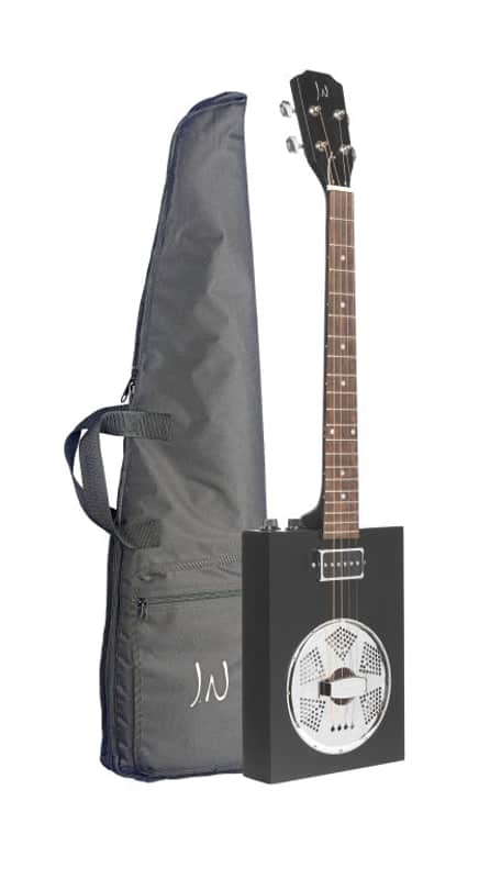 J.N GUITARS Acoustic-electric Cigar Box Guitar with 4 strings, resonator, sapele top, Cask series CASK-PUNCHCOAL image 1