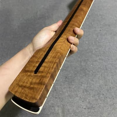 AAAA 22fret Ebony block inlay Roasted Flame Maple guitar neck part image 5