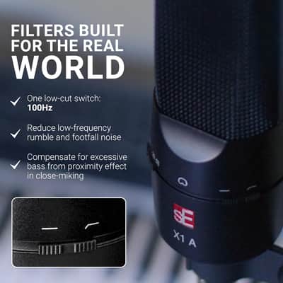 SE ELECTRONICS X1 A 2C Large Diaphragm Condenser Microphone with 100 Hz Filter & -20 dB Pad - XLR Condenser Mic for Singing & Instruments - Professional Studio Microphone for Recording (Red) image 6
