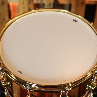 DW 7x14 Collector's Maple Mahogany Natural Lacquer over Candy Stripe Padauk Snare Drum - SO#1410001 image 4