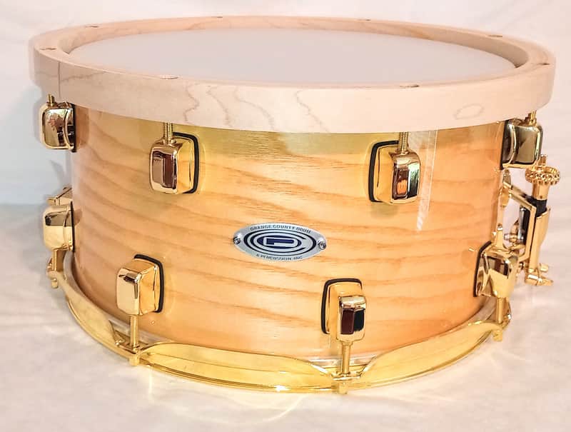 WATCH VIDEO! OCEAN PACIFIC CUSTOMIZED UPGRADED SNARE DRUM (OPDC) ASH ON MAPLE - LACQUERED CLEAR image 1
