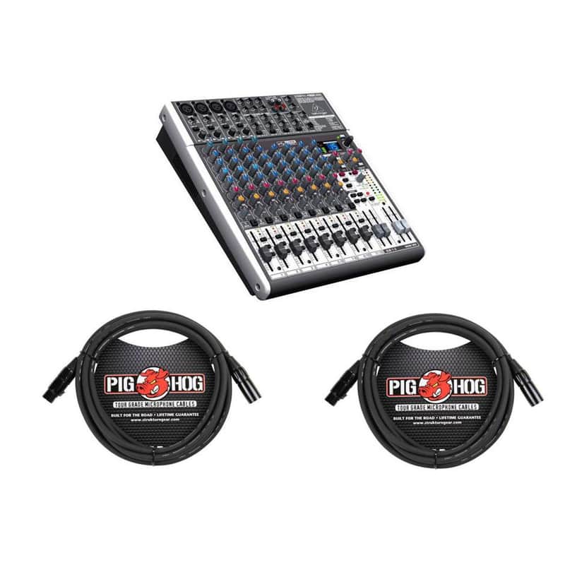 Behringer XENYX X1622USB Premium 16-Input 2/2-Bus Mixer with XENYX Mic Preamps and Compressors, British EQs - With 2 Pack 15' 8mm XLR Microphone Cable image 1