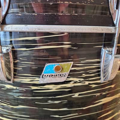 Ludwig Super Classic 22-16-13" 3-ply Drum Kit in Bowling Ball Black Oyster - Blue/Olive Badge 1970 image 3