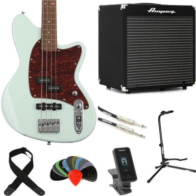 Ibanez Talman TMB100 Bass Guitar and Ampeg Rocket Amp Essentials Bundle - Mint Green image 2