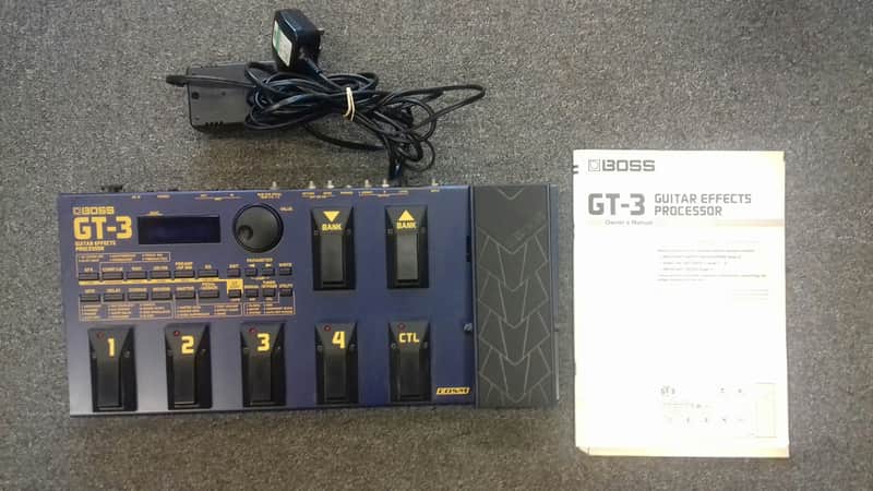 Boss Boss GT3 electric guitar multi effects pedal 1995 blue metal chassis image 1