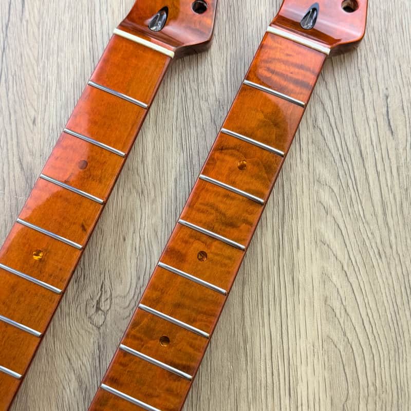 Left Handed Tiger Maple Wood Guitar Tele Style Neck, 22 Frets image 1