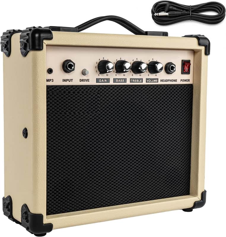 20W Portable Electric Guitar Amp, Lightweight Practice Amplifier with Clean & Overdrive Dual Channels, Professional Noise Reduction Cable Included (Vibrant Yellow) image 1