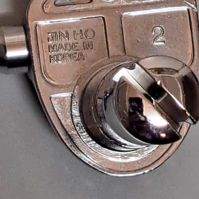 Jin Ho Bass Guitar Tuning Machines Tuners- Set of 4 In-line on Bass Side- Chrome image 5