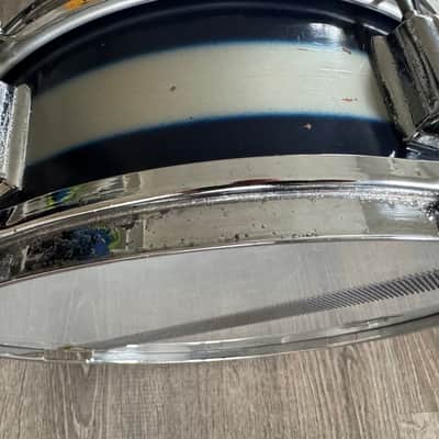 Rogers 1960s Cleveland Tag Covington Era Luxor Snare Drum 5x14 Blue And Silver Duco Multi Color image 11