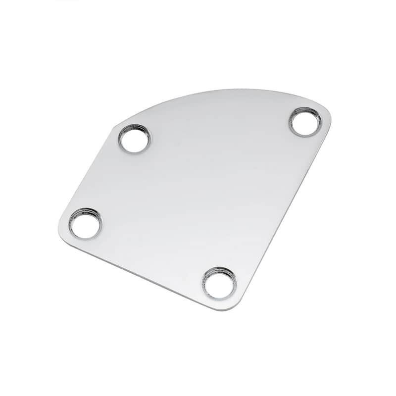 Chrome 4 Bolt Contoured Off-set New Neck Plate for Strat Tele Delux Style guitars image 1