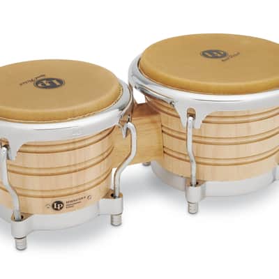 Latin Percussion LP201AX-2 Bongos (7-1/4" and 8-5/8") - Natural with Chrome Hardware image 3