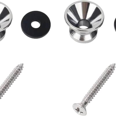 Guitar Strap Buttons Metal End Pins with Mounting Screws for Acoustic/Electric Strat Tele Guitars Pack of 2 Chrome image 3