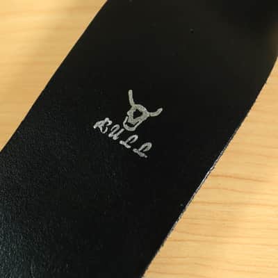 Vintage 80's Bull Guitar Strap Black 2.5 inch Leather image 3