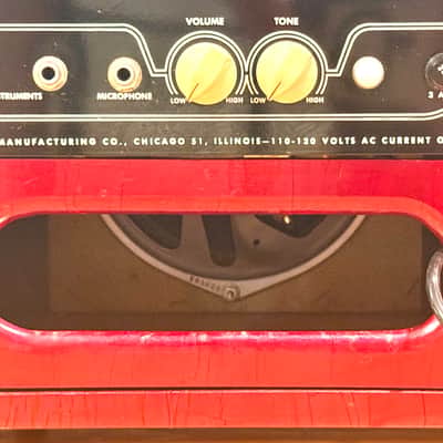 SUPER RARE OAHU 1x8 COMBO IN VERY RARE CUSTOM ORDERED STUNNING RED MOTS FINISH -SUPRO SPECTATOR/COMET/YELLOW SUNSHINE CIRCUIT BUT BETTER, w/12AX7 PRE(very rare version), not lower gain 6SL7 pentode-LOOK!! image 10