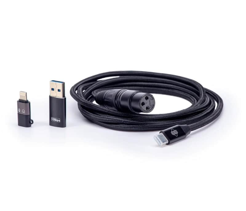 Sontronics XLR to USB-C Type Cable with Smartphone and USB-A Type Connectors, Black image 1