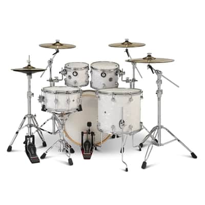 DW DWe 5pc Complete Electronic/Acoustic Drum Set w/Roland V71 White Marine image 2