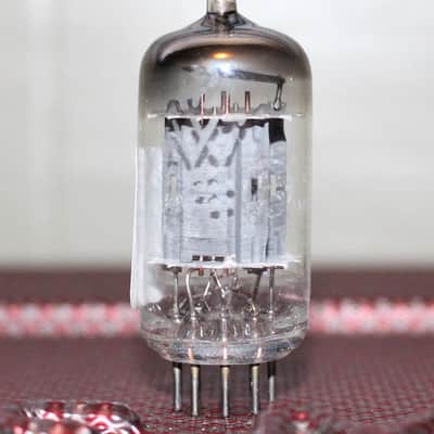 GE JG (JAN) 12AX7 ECC83 LONG GRAY LADDER PLATE FOIL D GETTER COPR GRID POST TEST NOS VINTAGE 1952 image 2