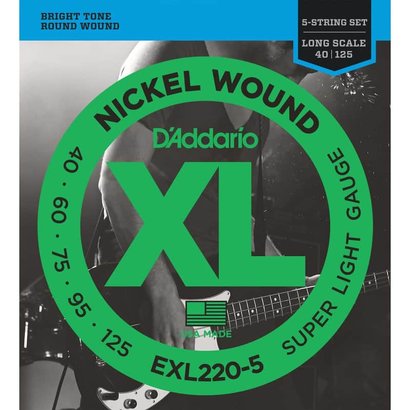 D'Addario EXL220-5 5-String Nickel Wound Super Light Bass Guitar Strings image 1
