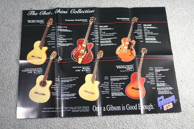 Gibson 1993 Gibson Chet Atkins Collection catalog with Bret Michaels poster - NOS Condition image 1