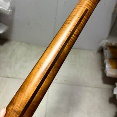 Stainless steel 22fret Roasted flame Maple Electric guitar neck Satin 25.5in parts image 6