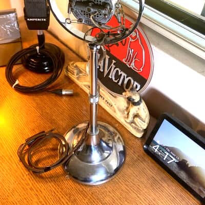 Early 1930's UNIVERSAL BB Carbon Ring Spring Microphone w/Stand & Cable-working! image 10