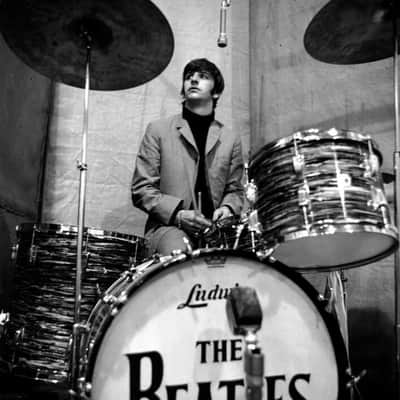 1963 Original Ludwig Black Oyster Pearl Drum Set, Signed Ringo-Beatle Spec Snare! Stage Played Sticks! Complete! Best Ringo Set Ever? image 4