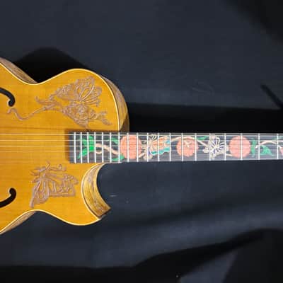 Blueberry Handmade Acoustic Archtop Guitar Grand Concert Size - Butterfly Motif image 2