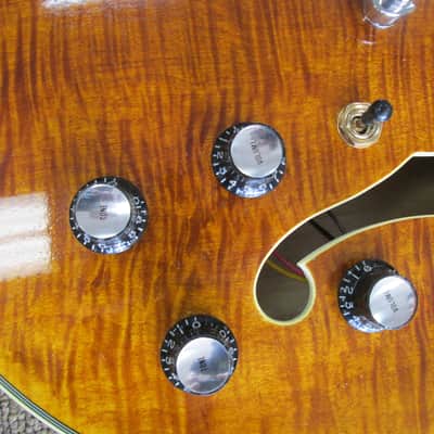 Blue Frog Made in the USA  335 Style Flametop 2014 Vintage Amber image 3
