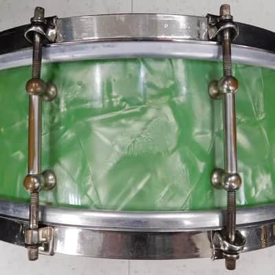 Vintage 1927 Liberty 5x14 Solid Walnut Shell Snare Drum Sea Green Pearl - RARE! image 5