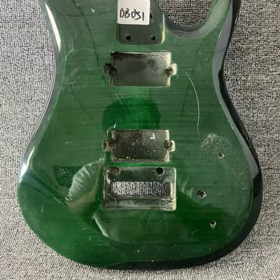 Green Flamed Maple Guitar Body with Fixed Tremolo, Project Grade image 3