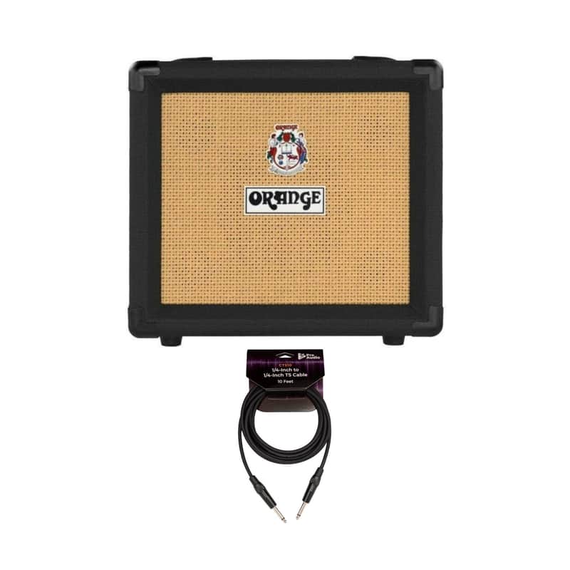 Orange Amplifiers Crush 12 (Black) Bundle with TS Guitar Cable (10-Feet) image 1