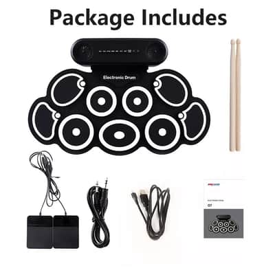 Electric Drum Set 9-Pad Roll-up with Headphones, USB MIDI, and Dual Pedals – Portable Drum Kit with Recording and Game Mode image 6