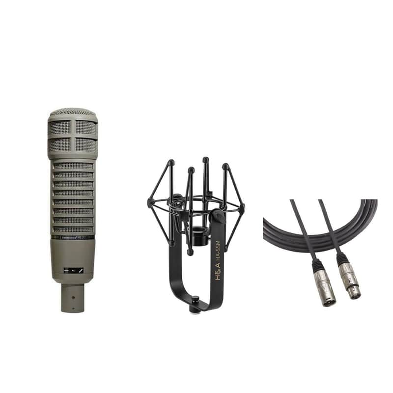 Electro-Voice RE20 Variable-D Dynamic Cardioid Microphone with Shockmount, Broadcast Arm, Shoc kMount, 15' XLR Cable image 1