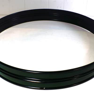 22" Metal Bass Drum Hoops / Pair / Black with Green Wrap Inlay image 6