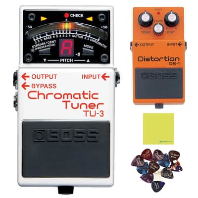 Boss TU-3 Chromatic Tuner Pedal with Bypass Bundle with Boss DS-1 Distortion Pedal, 12 Guitar Picks, Instrument Polishing Cloth - Accurate Tuning & Versatile Tone image 1