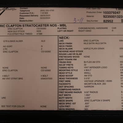 2024 Fender Custom Shop Eric Clapton Signature Stratocaster NOS Mercedes Blue image 16