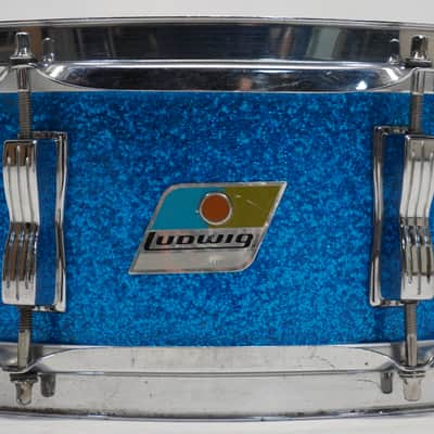 LUDWIG  CLASSIC JAZZ FESTIVAL 14"X5" SNARE DRUM 1970s - Blue Sparkle image 6