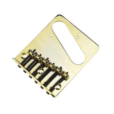 Gold Guitar Tele Style 6 Brass Saddles Bridge image 1