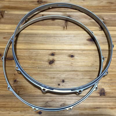 14" 10 Hole Die Cast Snare Drum Hoops Satin Chrome image 1