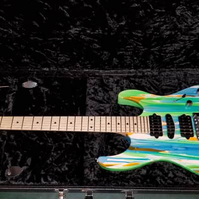 Suhr Modern Neon Drip 2014 Orange With Blue, Green, And White Swirl image 7