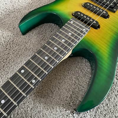 Transparent Green Superstrat Electric Guitar, Basswood Body, Maple Neck, Rosewood Fingerboard image 16