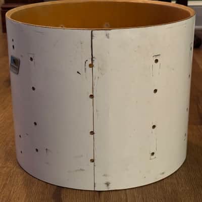Ludwig 15" Marching Snare Drum Shell Vintage Blue and Olive Badge - White image 3