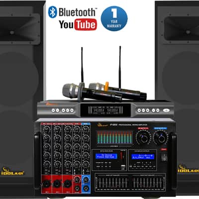 IDOLmain 8000W Mixing Amplifier,High-end 6000W Floor Standing Speakers& Dual Wireless Mics Karaoke Bild 1
