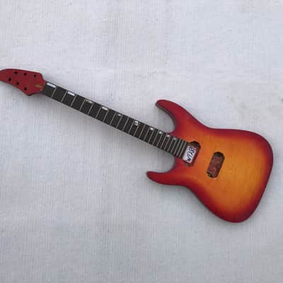 Left Handed Sunburst HH Mahogany Guitar Body, Tiger Maple Neck, Rosewood Fingerboard Neck image 1