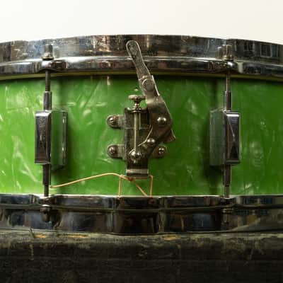 1930s Leedy 5x14 Broadway Standard Green Pearl Snare Snare Drum image 3