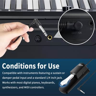 JOYO SP-10 Sustain Pedal for Keyboard Piano Universal Metal Foot Controller with Polarity Switch 5ft Cable for Digital electric Piano MIDI Synthesizer image 2
