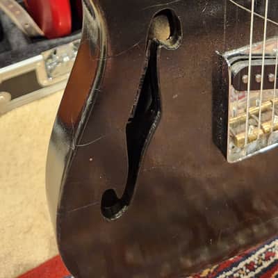 2010 Logan Custom Guitars Thinline Tele  - Worn Black Metalic image 3