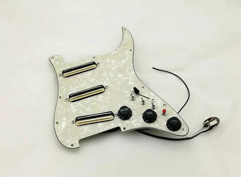 White Pearl Strat Style Guitar Multi Function Loaded Prewired Pickguard, Dual Rail Pickups image 1